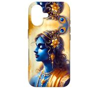 Portrait Divin du Sri Krishna, Aquarelle Art Hindou sacré Coque pour iPhone 17
