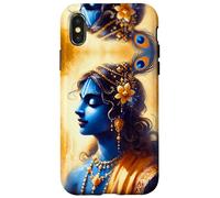 Portrait Divin du Sri Krishna, Aquarelle Art Hindou sacré Coque pour iPhone X/XS