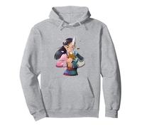 Portrait divisé de style anime Disney Mulan Sweat à Capuche, Unisexe pour adultes, Gris Chiné, L