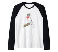 Portrait d'oiseau Aquarelle Gros-Bec à Poitrine Rose Manche Raglan