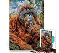 Portrait d'orang-outan Puzzle 1000 pièces pour Adultes Jeu de réflexion Loisirs et Divertissement Qualité supérieure Joli présent (38x26cm)