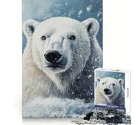Portrait d'ours Polaire dans Un décor Hivernal Puzzle de 1000 pièces pour Adultes Jeu de réflexion Relaxant Image à Assembler Cadeau de Noël (38x26cm)
