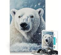 Portrait d'ours Polaire dans Un Paysage Hivernal Puzzle de 1000 pièces pour Adolescents Améliore la mémoire Loisirs faciles Découpe Ferme Décoration Murale (50x75cm)