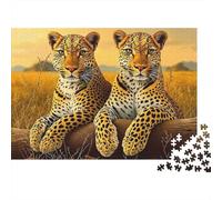 Portrait du Duo léopard Puzzle 1000 Pièces en Carton De Qualité Supérieure, Grand Puzzle défi en Solitaire pour La Décoration Murale DIY, pour Les Femmes, Cadeaux pour Les Hommes 38x26cm/1000pcs