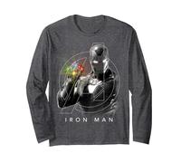Portrait du gantelet Iron Man Infinity de Marvel Avengers Manche Longue, Unisexe pour Adultes, Chiné Foncé, L