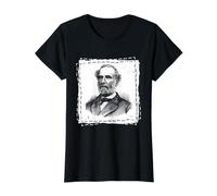 Portrait du général confédéré de la Guerre Civile de Robert E Lee T-Shirt Graphique avec Valeur, Femme, Noir, L