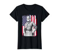 Portrait du général confédéré de la Guerre Civile de Robert E Lee T-Shirt Graphique avec Valeur, Femme, Noir, L