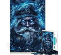 Portrait du Père Noël Magicien d'hiver dans des Tons Bleus Puzzle de 1000 pièces pour Adultes Activité de Groupe relaxante et Amusante en intérieur,découpée au Laser avec Une qualité supérieure