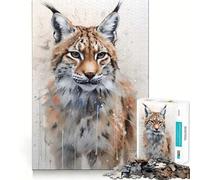Portrait d'un Adolescent Lynx Puzzle de 1000 pièces Jeu de réflexion Relaxant et décontracté Cadeau touchant (38x52cm)