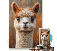 Portrait d'un Adorable alpaga Puzzle de 1000 pièces pour Adolescents Wise Think Toy Gentle Leisure Découpe serrée Liste de souhaits du Père Noël (38x52cm)