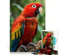 Portrait d'un Ara Rouge sous la Pluie Puzzle de 1000 pièces pour Adolescents Améliore la mémoire Loisirs faciles Découpe Ferme Décoration Murale (50x75cm)