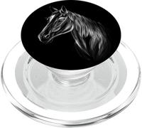 Portrait d'un Beau Cheval, Dessin sur Fond Noir PopSockets PopGrip pour MagSafe