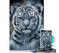 Portrait d'un bébé Tigre Blanc Puzzle de 1000 pièces Jeu de réflexion Découpe de Haute précision Un défi Amusant pour Passer Le Temps (38x26cm)