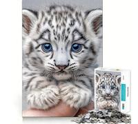 Portrait d'un bébé Tigre Blanc Puzzle de 1000 pièces Jeu de réflexion Découpe de Haute précision Un défi Amusant pour Passer Le Temps (50x75cm)