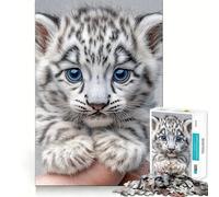 Portrait d'un bébé Tigre Blanc Puzzle de 1000 pièces pour Adolescents Jeu de Concentration mentale Découpe de précision Bords Lisses pour Les fêtes (38x26cm)
