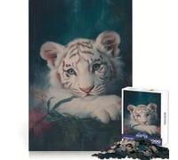 Portrait d'un bébé Tigre Blanc Puzzle de 1000 pièces pour Adolescents Pensée Claire, Engagement Doux, Assemblage Ferme, Joli Cadeau (38x26cm)