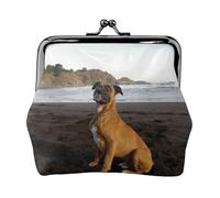 Portrait d'un Boxer Brun de Plage,Porte-Monnaie en Cuir PU, Petit Portefeuille, Pochette à Monnaie avec Fermoir Baiser
