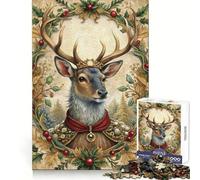 Portrait d'un cerf majestueux avec Une Couronne Festive Puzzle de 1000 pièces pour Adolescents Jeu de logique Stimulant Amusant en intérieur Bordure de qualité supérieure Cadeau mémorable (38x26cm)