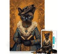 Portrait d'un Chat Royal avec Un Livre Puzzle de 1000 pièces pour Adultes Stimulation de la mémoire Loisirs et Design Collection Artistique (50x75cm)