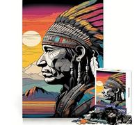 Portrait d'un Chef amérindien Puzzle de 1000 pièces pour Adultes Détente et Stimulation Cognitive Finitions impeccables Cadeau raffiné (50x75cm)