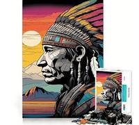 Portrait d'un Chef amérindien Puzzle de 1000 pièces pour Adultes Détente et Stimulation Cognitive Finitions impeccables Cadeau raffiné (50x75cm)