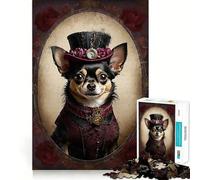 Portrait d'un Chien élégant Puzzle de 1000 pièces pour Adolescents Jeu de réflexion Passe-Temps Calme Découpe précise Cadeau saisonnier (38x52cm)