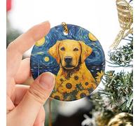 Portrait d'un Chien Saint-Bernard Décoration De Noël À Suspendre Céramique Sapin Décoration D'Ornement De Noël avec Ficelle Dorée Christmas Hanging