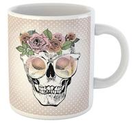 Portrait D'Un Crâne Humain Portant Une Couronne De Fleurs Tasse À Thé Céramique Mug Unique Tasse À Café Idée Cadeau Pour Bureau Collègue Noël 330Ml