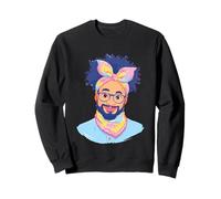 Portrait d'un Homme Barbu Souriant avec des Lunettes Sweatshirt