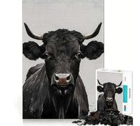 Portrait d'un Taureau Noir Puzzle de 1000 pièces pour Adolescents Jeu Mental Moment de détente Découpe de qualité supérieure Cadeau Artistique (50x75cm)