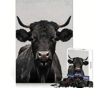Portrait d'un Taureau Noir Puzzle de 1000 pièces pour Adolescents Jeu Mental Moment de détente Découpe de qualité supérieure Cadeau Artistique (50x75cm)