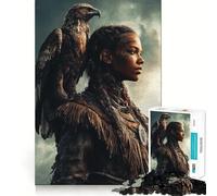 Portrait d'une Amérindienne avec Un Aigle Puzzle de 1000 pièces pour Adultes Jeu de réflexion Anti-anxiété Bords précis Cadeau attentionné (38x52cm)