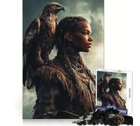Portrait d'une Amérindienne avec Un Aigle Puzzle de 1000 pièces pour Adultes Jeu de réflexion Anti-anxiété Bords précis Cadeau attentionné (38x52cm)