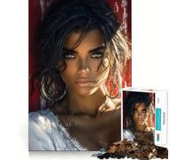 Portrait d'une Belle Femme avec des Boucles d'oreilles créoles Puzzle de 1000 pièces pour Adolescents Jeu intellectuel Temps en Famille Découpe de qualité Cadeau Unique (50x75cm)