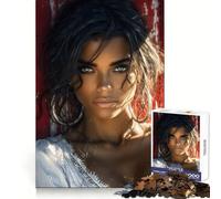 Portrait d'une Belle Femme avec des Boucles d'oreilles créoles Puzzle de 1000 pièces pour Adolescents Jeu intellectuel Temps en Famille Découpe de qualité Cadeau Unique (50x75cm)