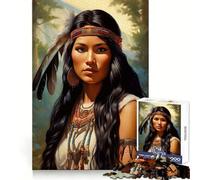 Portrait d'une Femme amérindienne Puzzle de 1000 pièces pour Adolescents Jeu intellectuel Moments de complicité Découpe de qualité Cadeau mémorable (38x26cm)