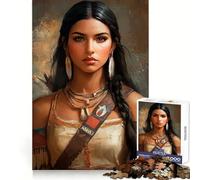 Portrait d'une Femme amérindienne Puzzle de 1000 pièces pour Adultes Jeu de réflexion Anti-anxiété Bords précis Cadeau attentionné (38x52cm)