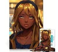 Portrait d'une Fille d'anime aux Cheveux dorés Puzzle de 1000 pièces Jeu créatif et d'habileté Assemblage précis Aucune pièce détachée Activité de Partage et de complicité à partager38x52cm