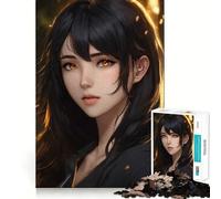 Portrait d'une fille d'anime aux yeux dorés Puzzle de 1000 pièces Jeu créatif et d'habileté Emboîtement parfait Aucune pièce détachée Activité de partage et de complicité à partager en famille 50x75cm