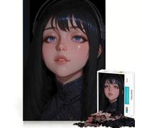 Portrait d'une Fille d'anime avec des écouteurs Puzzle de 1000 pièces pour Adultes Jeu de réflexion Amusant Technologie de découpe Laser avancée Défi divertissant pour Passer Le Temps (50x75cm)