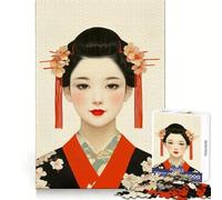 Portrait d'une Geisha aux Fleurs de Cerisier Puzzle de 1000 pièces pour Adolescents Jeu de logique Puissant Idée Cadeau d'anniversaire Bords Nets