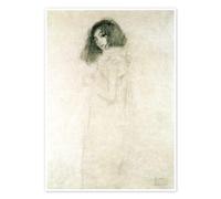 Portrait d'une jeune femme Poster de Gustav Klimt 50 x 70 cm Beige Tableaux Décoration murale