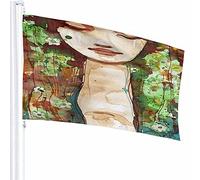 Portrait d'une jeune fille drapeau décor 0,9 x 1,5 m jolie femme visage aquarelle peinture profil d'huile polyester motif imprimé décoration extérieure pour maisons et jardins