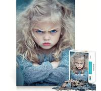 Portrait d'une Petite Fille en colère Puzzle de 1000 pièces Jeu de réflexion Découpe de Haute précision Défi Amusant pour Passer Le Temps d'attente (38x52cm)