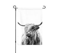 Portrait d'une vache des Highlands, drapeau de jardin d'été double face de 12 x 18 pouces pour l'extérieur