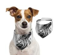 Portrait d'une Vache des Highlands Imprimé Parties,Bandanas pour Chien, écharpe en Coton, Bavoirs réglables pour Animaux de Compagnie,L