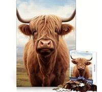Portrait d'une Vache des Highlands Puzzle de 1000 pièces pour Adolescents Jeu de logique et de Sens Simple et Amusant Bords Lisses Cadeau élégant (38x52cm)
