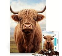 Portrait d'une Vache des Highlands Puzzle de 1000 pièces pour Adolescents Jeu Mental Moment de Paix Découpe de qualité supérieure Cadeau Artistique (38x26cm)