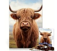 Portrait d'une Vache des Highlands Puzzle de 1000 pièces pour Adolescents Jeu Mental Moment de Paix Découpe de qualité supérieure Cadeau Artistique (38x26cm)