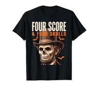Portrait Effrayant d'Abraham Lincoln avec Quatre têtes de Mort T-Shirt